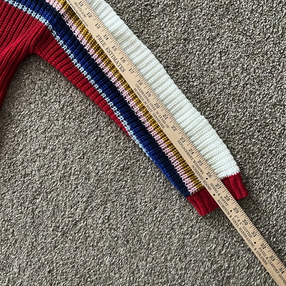 True Craft Rainbow Striped Knit Sweater Size Medium - Picture 8 of 11